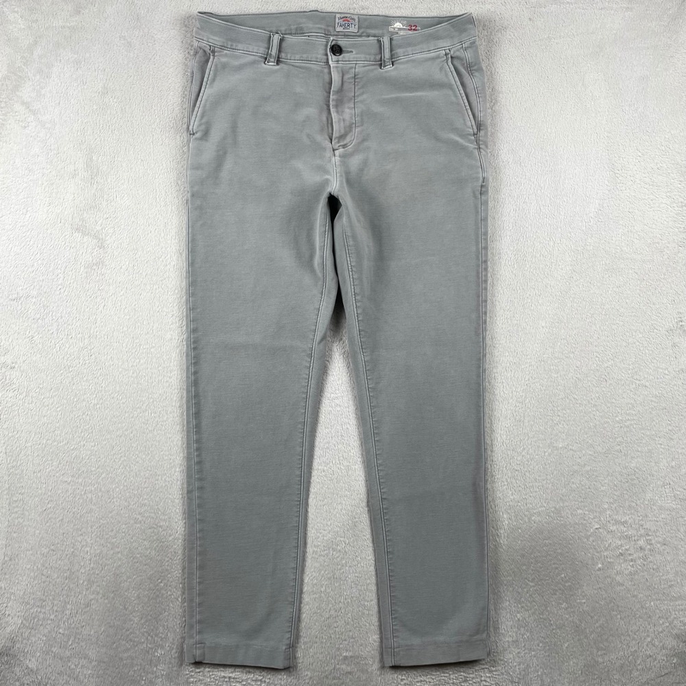 Faherty Stretch Terry Chino Pants Mens 32x29 Slim Fit Gray 5 Pocket Preppy